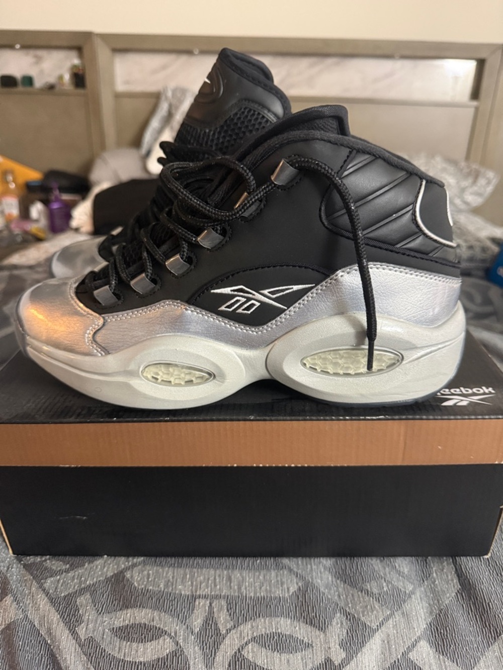 Reebok Question Black and Silver Mid-Top Basketball Shoes”I3 Motorsports”
